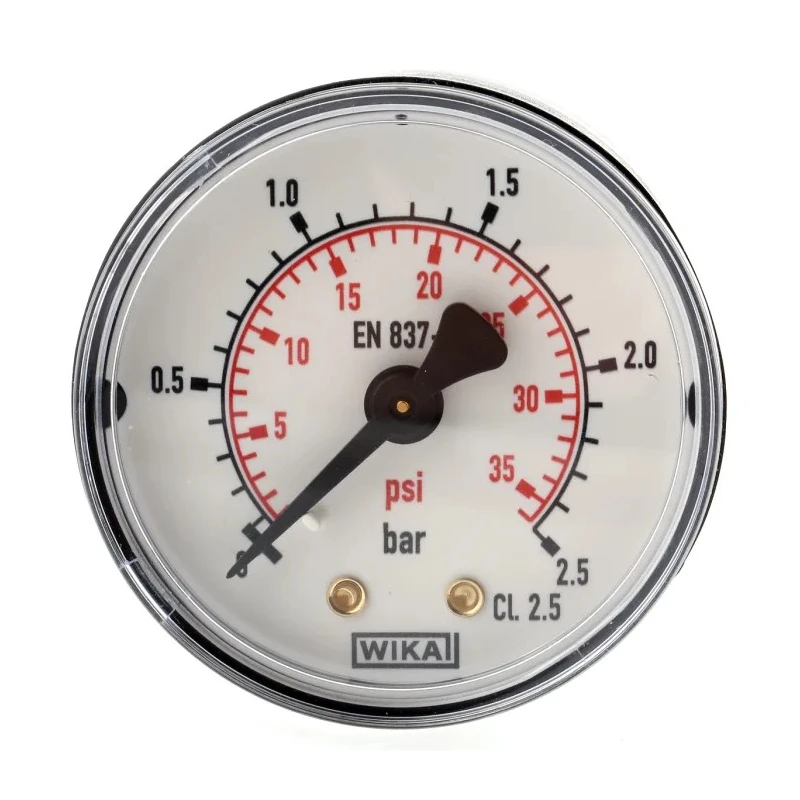 WIKA 50 mm Plastic Case Back Entry Pressure Gauge 2.5 bar, R 1/8 in BSPT Connection 7833658