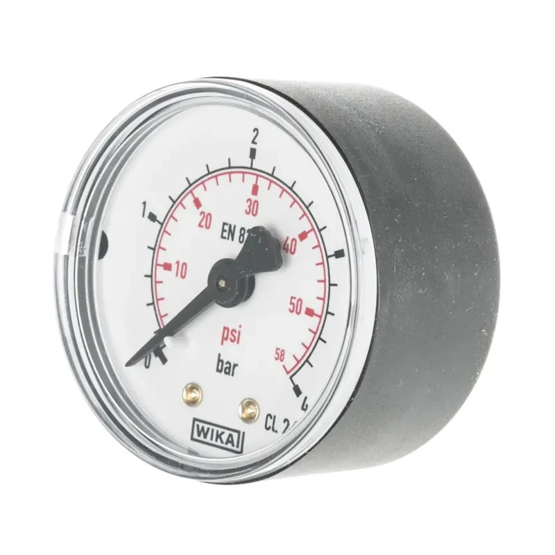 WIKA Pressure Gauge 50 mm Dial Size 1/4 in R Back Entry Connection Plastic Case 4 bar 7833896