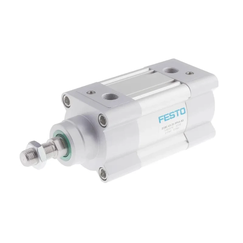 Festo Pneumatic Piston Rod Cylinder Double Acting 63mm Bore 25mm Stroke Aluminium Body DSBC-63-25-PPVA-N3