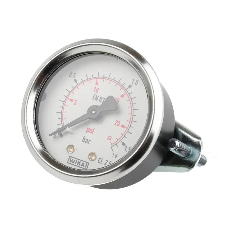 WIKA 50 mm G 1/8 Threaded Pressure Gauge, 1.6 bar, Accuracy ±2.5%, Plastic Case, Back Entry Connection 7833985