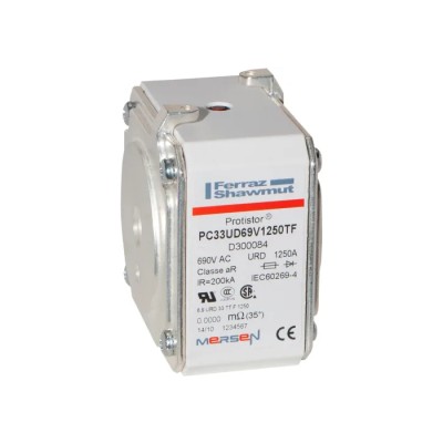Mersen 1250A size 33 FF Square Body Fuse 700V D300084 / PC33UD69V1250TF