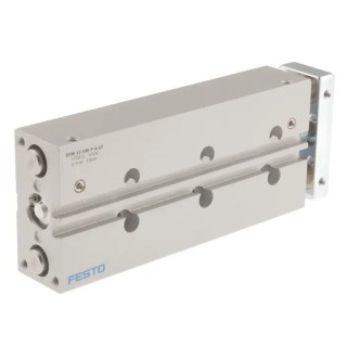 Festo Pneumatic Guided Cylinder 12mm Bore, 100 mm Stroke, Double Acting, Through Hole Mount, Wrought DFM-12-100-P-A-GF