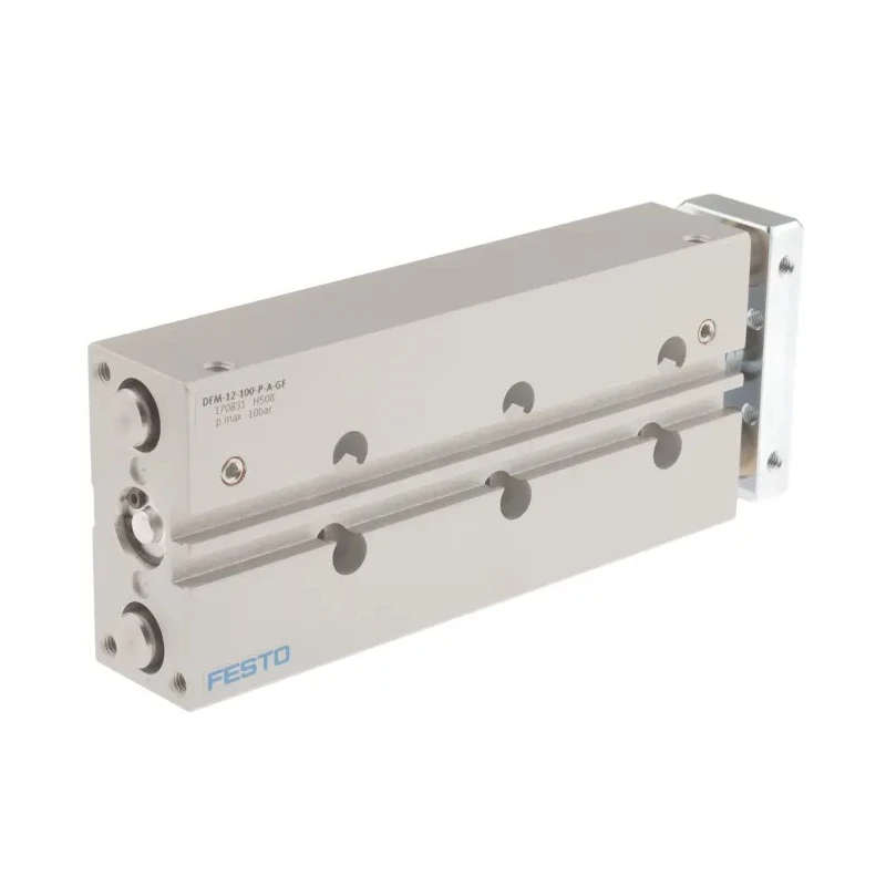 Festo Pneumatic Guided Cylinder 12mm Bore, 100 mm Stroke, Double Acting, Through Hole Mount, Wrought DFM-12-100-P-A-GF