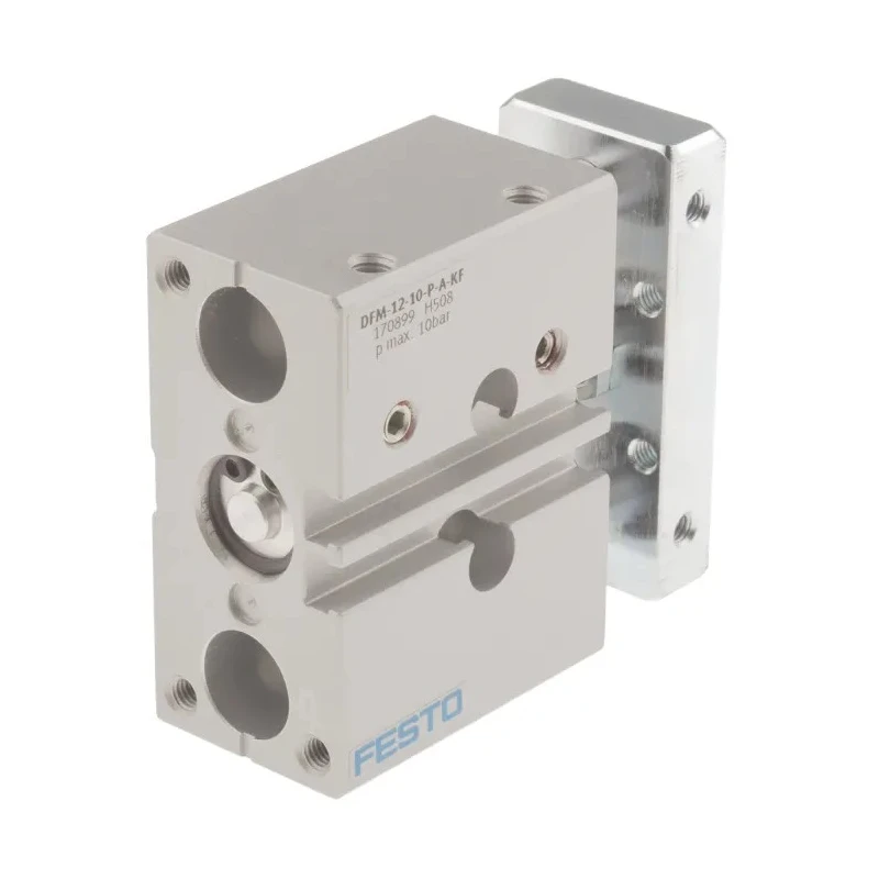 Festo Pneumatic Guided Cylinder 12mm Bore Double Acting 10mm Stroke Through Hole Mount DFM-12-10-P-A-KF
