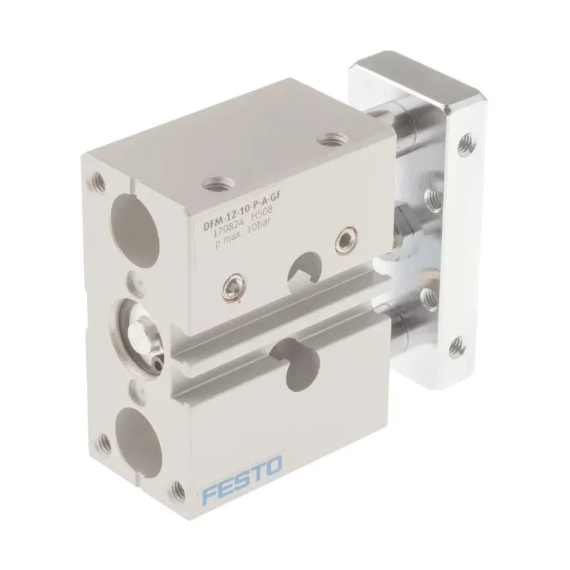 Festo Pneumatic Guided Cylinder 12mm Bore Double Acting Through Hole Mount 10 bar Max Pressure DFM-12-10-P-A-GF