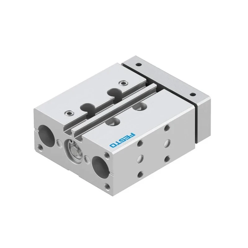 Festo Pneumatic Guided Cylinder 12mm Bore 25mm Stroke Double Acting Through Hole Mount DFM Series DFM-12-25-P-A-GF