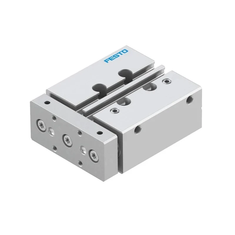 Festo Pneumatic Guided Cylinder 12mm Bore 25mm Stroke Double Acting Through Hole Mount DFM Series DFM-12-25-P-A-GF