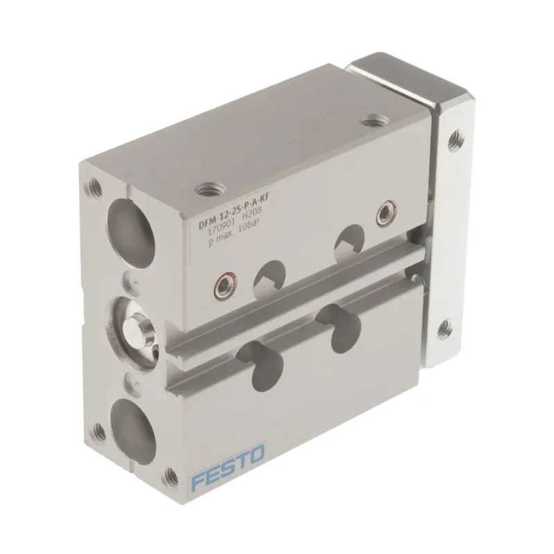 Festo Pneumatic Guided Cylinder 12mm Bore 25mm Stroke Double Acting Through Hole Mount DFM-12-25-P-A-KF