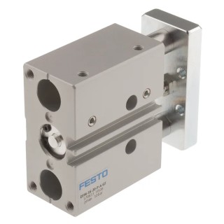 Festo Pneumatic Guided Cylinder 16mm Bore, 20 mm Stroke, Double Acting, Through Hole Mount, Wrought DFM-16-20-P-A-GF