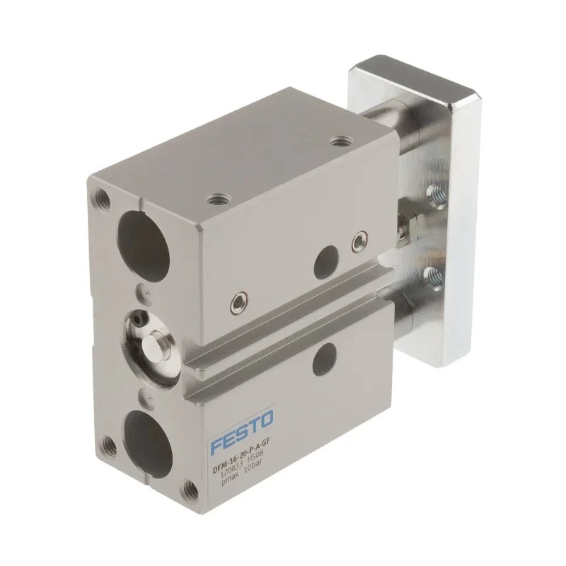 Festo Pneumatic Guided Cylinder 16mm Bore, 20 mm Stroke, Double Acting, Through Hole Mount, Wrought DFM-16-20-P-A-GF