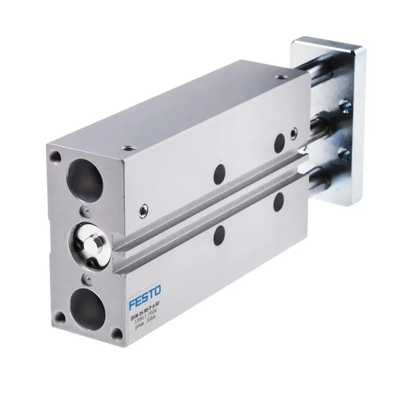 Festo Pneumatic Guided Cylinder 16mm Bore Double Acting Through Hole Mount 10 bar Maximum Pressure DFM-16-80-P-A-KF