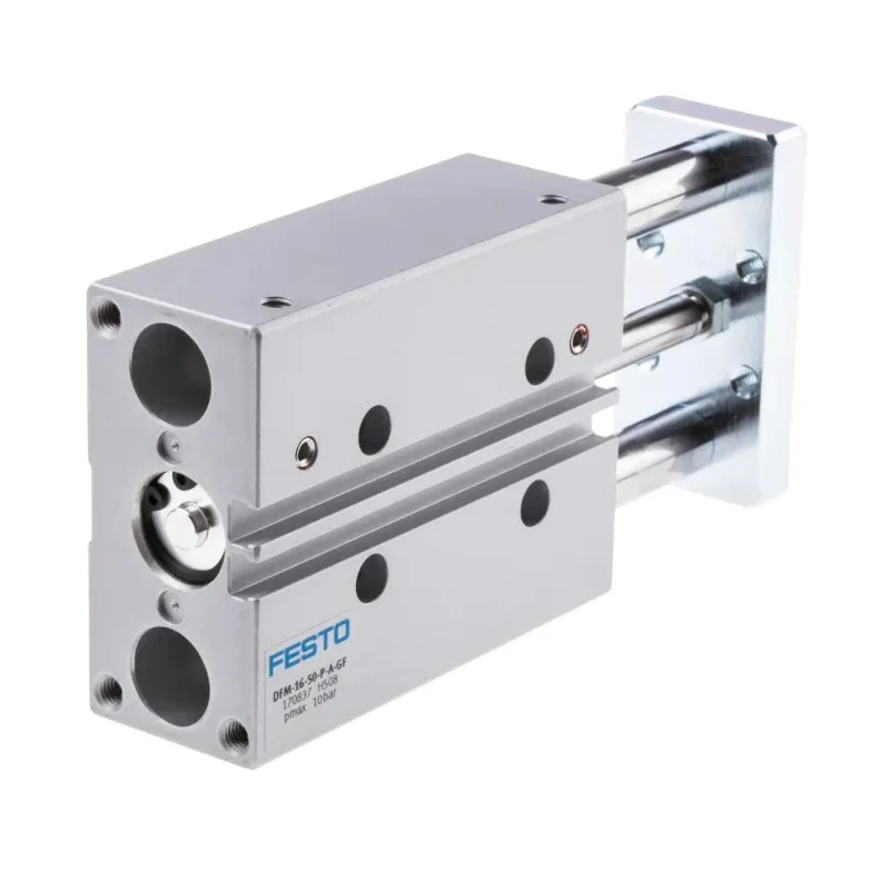 Festo Pneumatic Guided Cylinder 16mm Bore Double Acting Through Hole Mount 10 bar Maximum Pressure DFM-16-50-P-A-GF