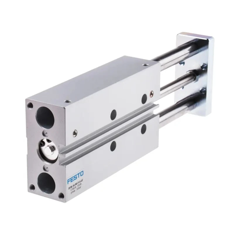 Festo Pneumatic Guided Cylinder 16mm Bore Double Acting Through Hole Mount 10 bar Pressure 0.8m/s Speed DFM-16-80-P-A-GF
