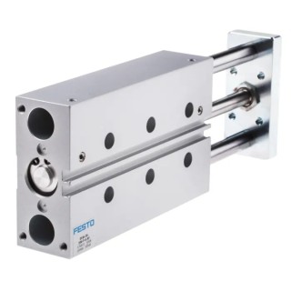 Festo Pneumatic Guided Cylinder 20mm Bore 100mm Stroke Double Acting Through Hole Mount Elastomer DFM-20-100-P-A-KF