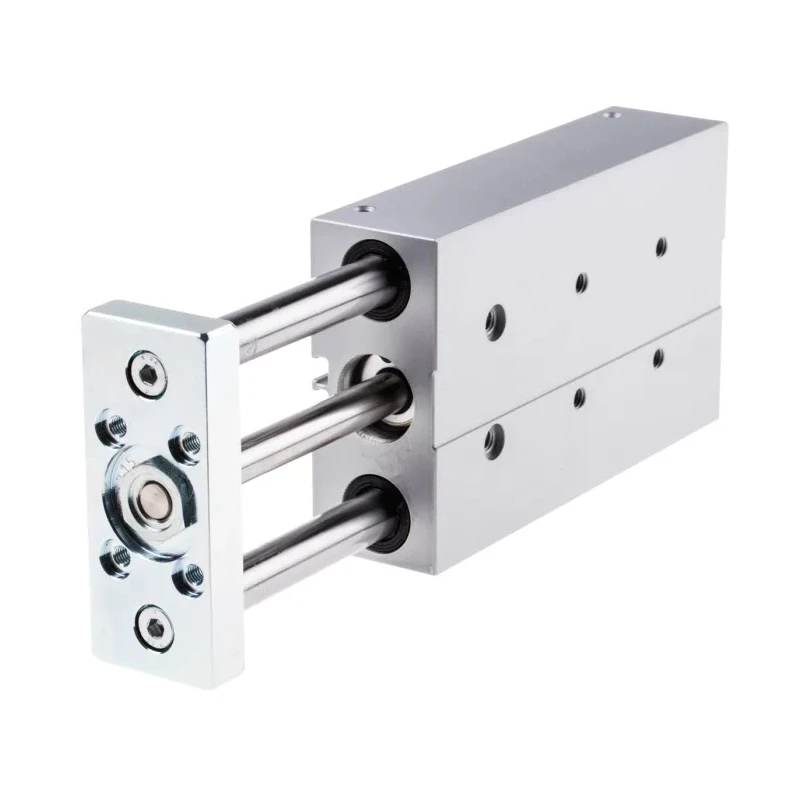 Festo Pneumatic Guided Cylinder 20mm Bore 100mm Stroke Double Acting Through Hole Mount Elastomer DFM-20-100-P-A-KF