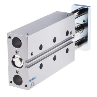 Festo Pneumatic Guided Cylinder 20mm Bore 100mm Stroke Double Acting Through Hole Mount Elastomer DFM-20-100-P-A-GF