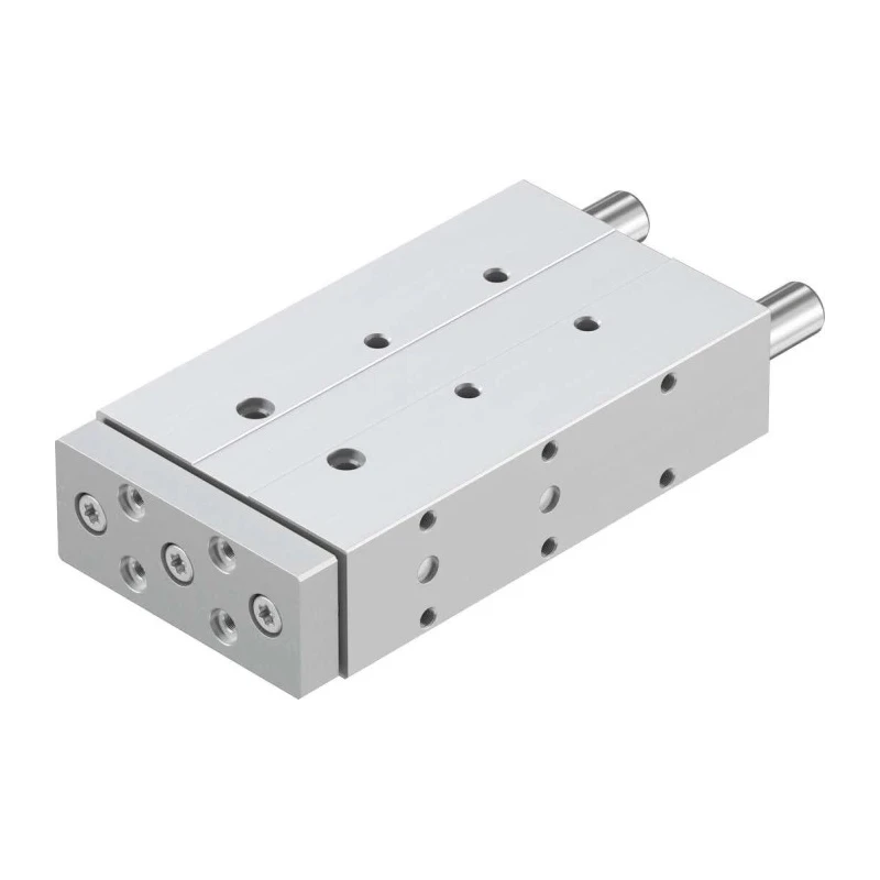 Festo Pneumatic Guided Cylinder 20mm Bore 100mm Stroke Double Acting Through Hole Mount Elastomer DFM-20-100-P-A-GF