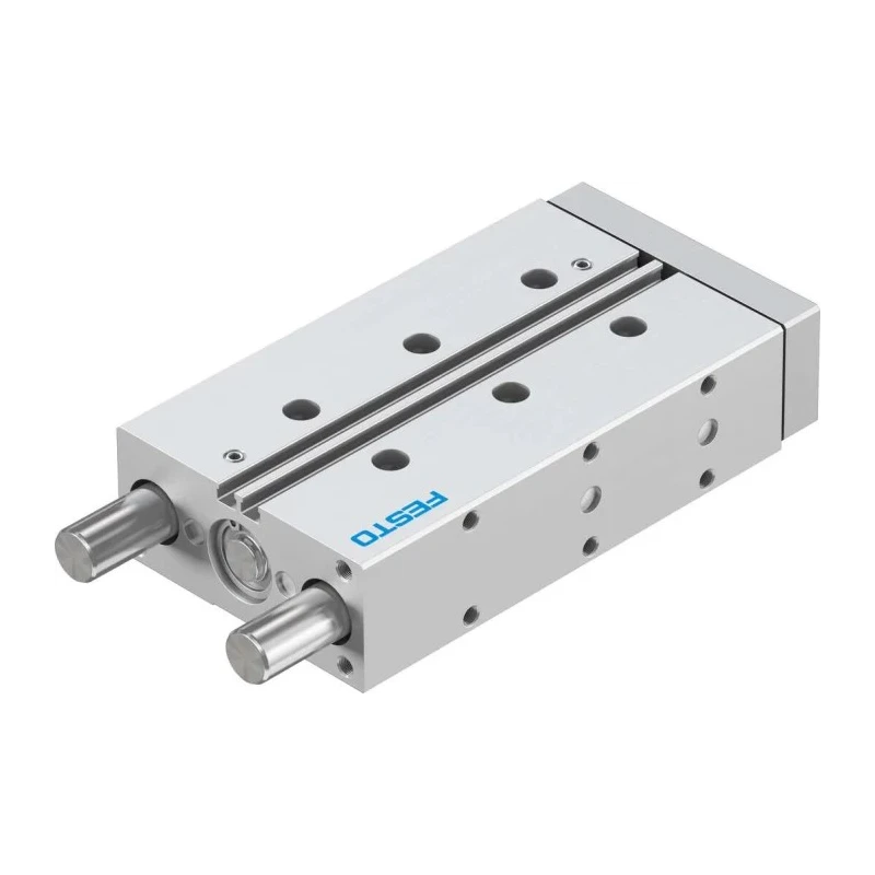 Festo Pneumatic Guided Cylinder 20mm Bore 100mm Stroke Double Acting Through Hole Mount Elastomer DFM-20-100-P-A-GF