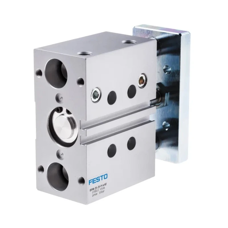Festo Pneumatic Guided Cylinder 25 mm Bore Double Acting Through Hole Mount 10 bar Pressure Elastomer DFM-25-25-P-A-KF