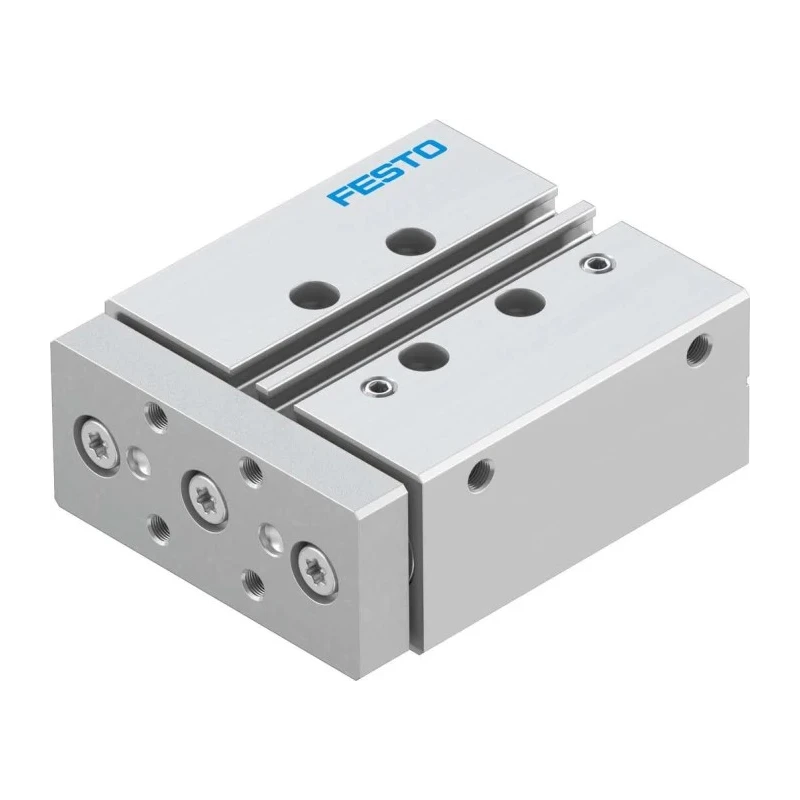 Festo Pneumatic Guided Cylinder 16mm Bore, 30mm Stroke, Double Acting, Elastomer Cushioning, Wrought DFM-16-30-P-A-GF