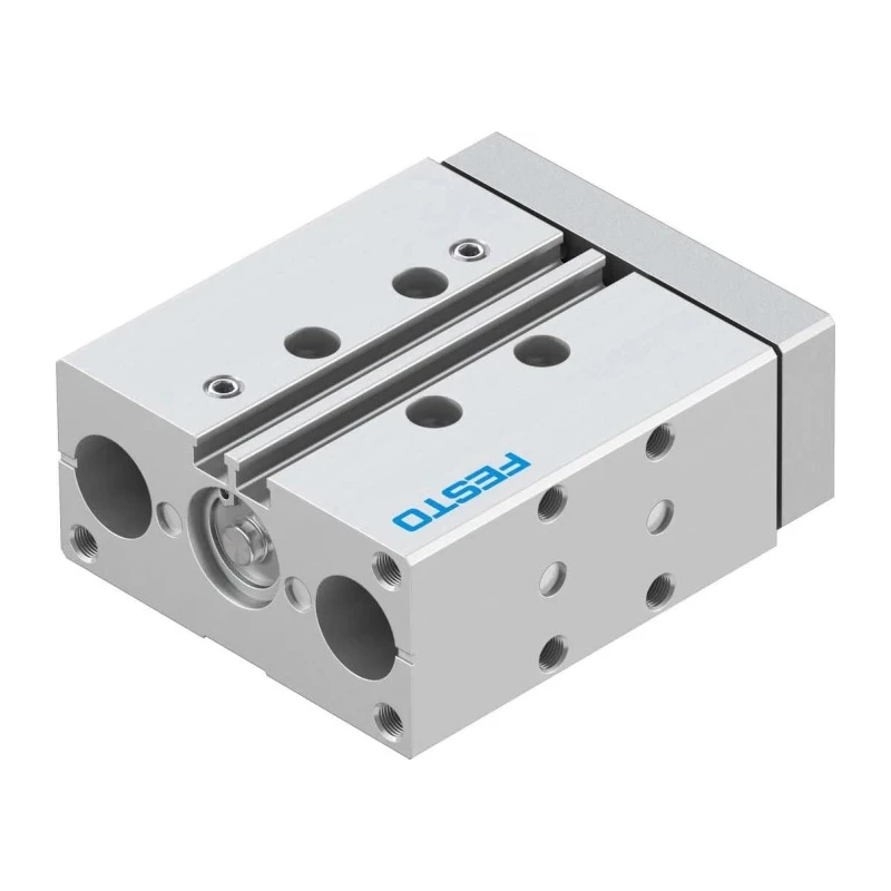 Festo Pneumatic Guided Cylinder 16mm Bore, 30mm Stroke, Double Acting, Elastomer Cushioning, Wrought DFM-16-30-P-A-GF
