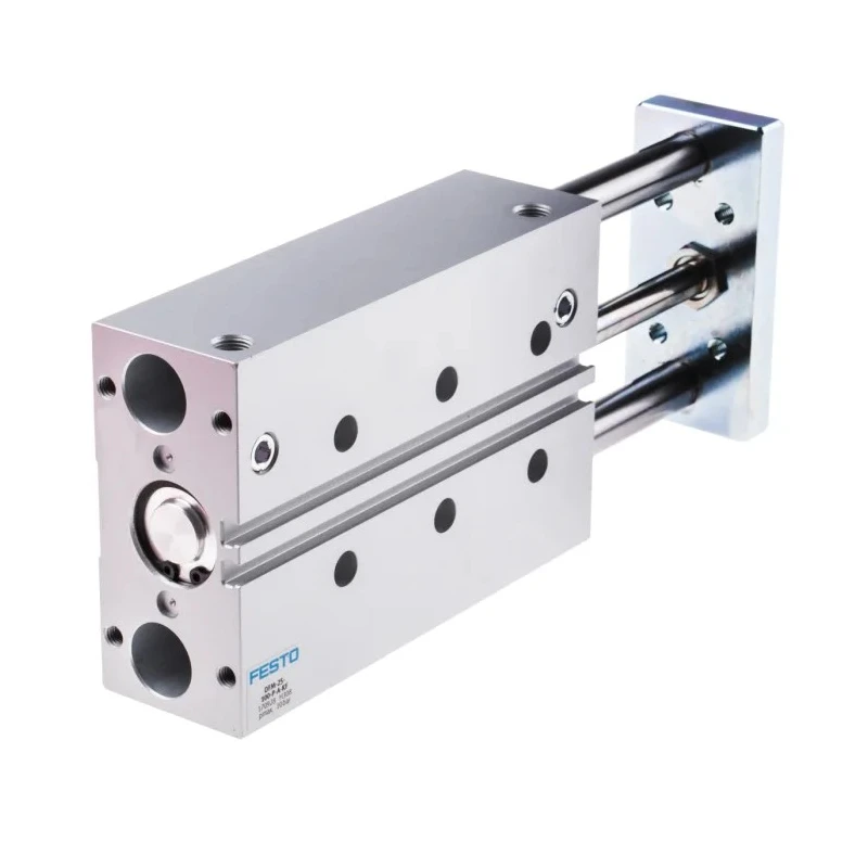 Festo Pneumatic Guided Cylinder DFM Series 25mm Bore 100mm Stroke Double Acting Through Hole Mount DFM-25-100-P-A-KF
