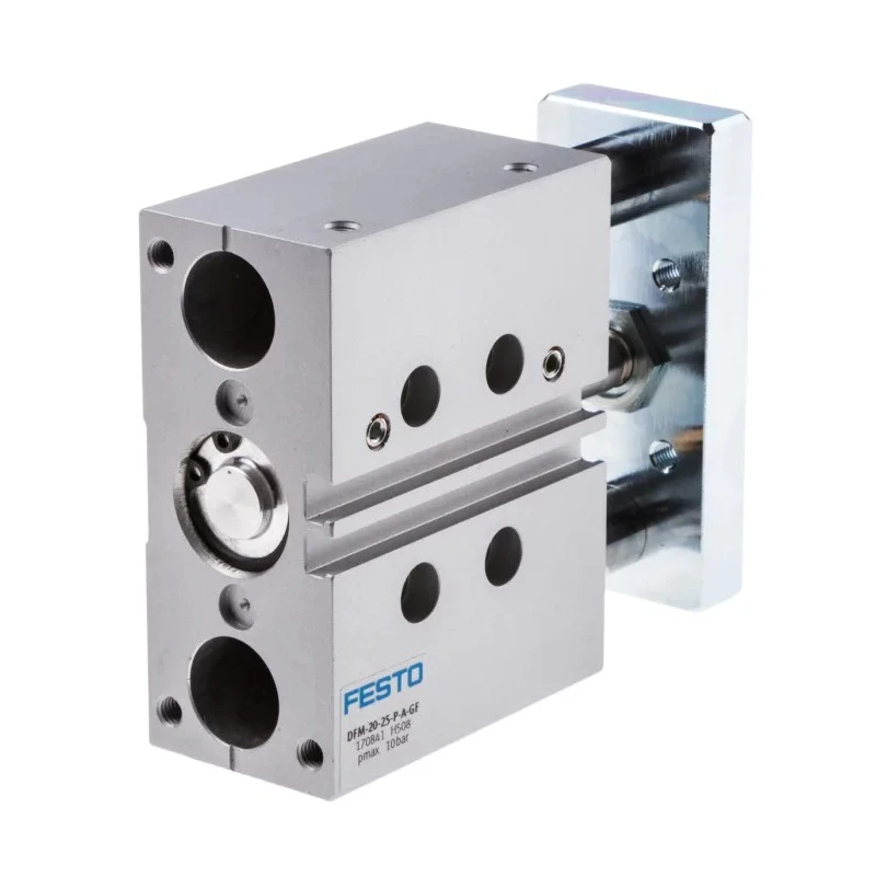 Festo Pneumatic Guided Cylinder 20mm Bore Double Acting Through Hole Mount 10 bar Maximum Operating Pressure DFM-20-25-P-A-GF