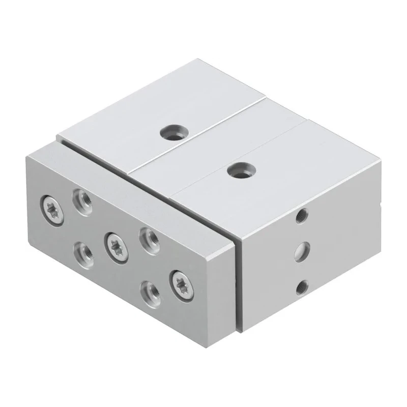 Festo Pneumatic Guided Cylinder 20 mm Bore Double Acting, Side Flat Through Hole Mount, 10 bar Pressure DFM-20-20-P-A-GF