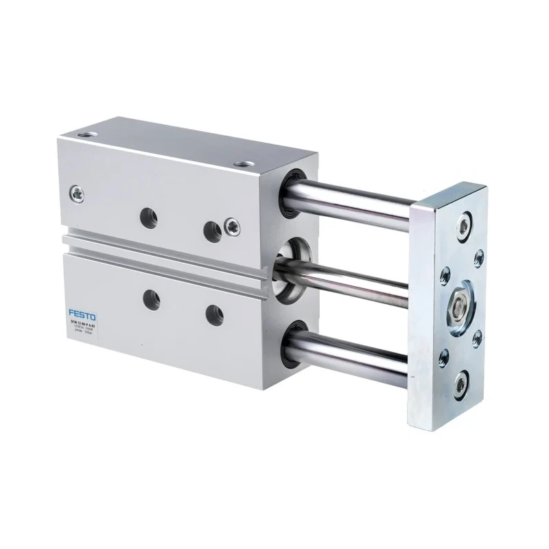 Festo Pneumatic Guided Cylinder DFM Series 32 mm Bore, 80 mm Stroke, Double Acting, Anodised Aluminium DFM-32-80-P-A-KF