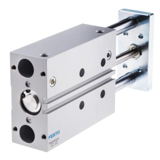 Festo Pneumatic Guided Cylinder Double Acting 25 mm Bore 80 mm Stroke Anodised Aluminium 10 bar DFM-25-80-P-A-KF