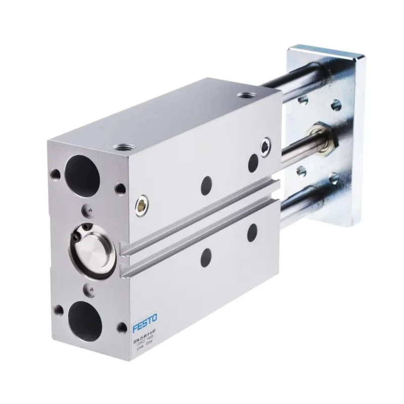 Festo Pneumatic Guided Cylinder Double Acting 25 mm Bore 80 mm Stroke Anodised Aluminium 10 bar DFM-25-80-P-A-KF