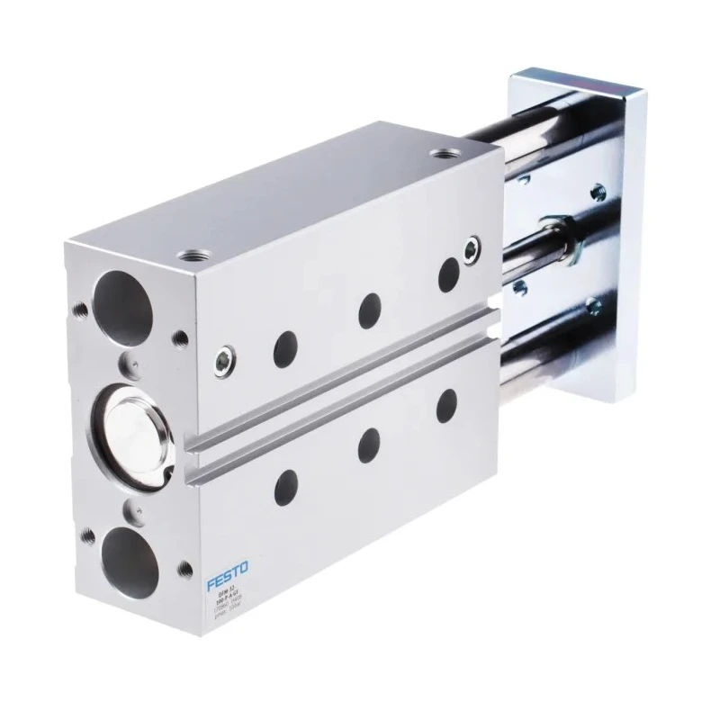 Festo Pneumatic Guided Cylinder 32mm Bore, Double Acting, Through Hole Mount, 100mm Stroke, DFM Series DFM-32-100-P-A-GF