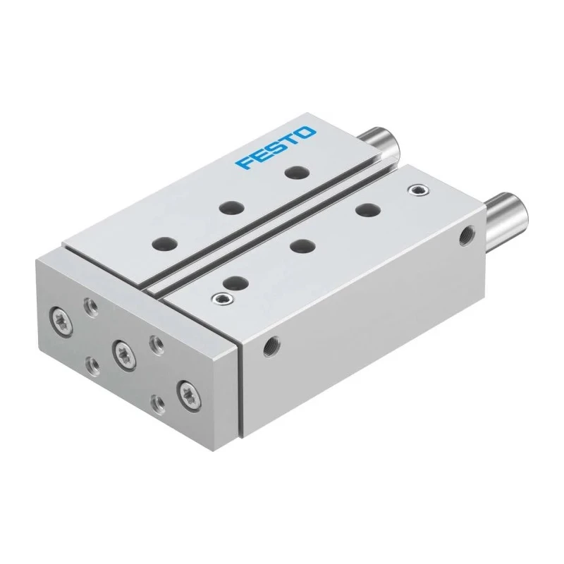 Festo Pneumatic Guided Cylinder 32mm Bore, Double Acting, Through Hole Mount, 100mm Stroke, DFM Series DFM-32-100-P-A-GF