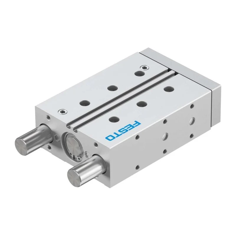 Festo Pneumatic Guided Cylinder 32mm Bore, Double Acting, Through Hole Mount, 100mm Stroke, DFM Series DFM-32-100-P-A-GF
