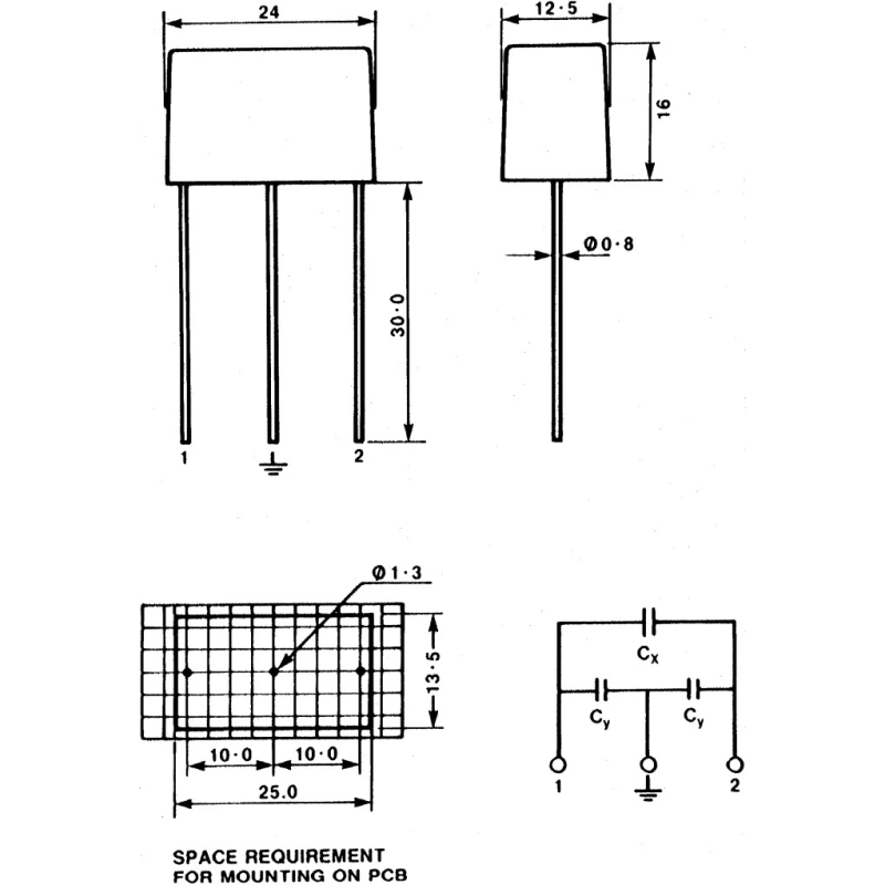 KEMET Paper Capacitor X2 + 2xY2 100nF 275V AC 275V DC Through Hole PZB300