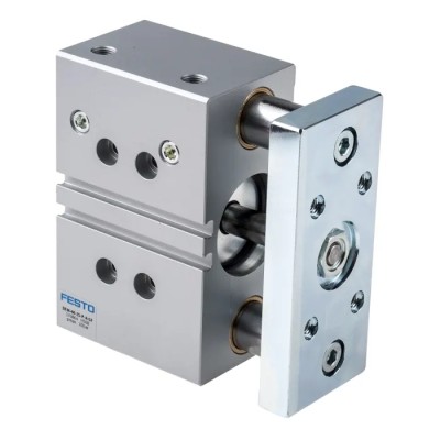 Festo Pneumatic Guided Cylinder 40 mm Bore, DFM Series, 25 mm Stroke, Double Acting, Elastomer Cushioning DFM-40-25-P-A-GF