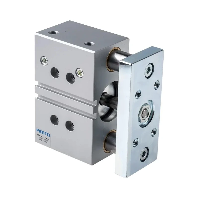 Festo Pneumatic Guided Cylinder 40 mm Bore, DFM Series, 25 mm Stroke, Double Acting, Elastomer Cushioning DFM-40-25-P-A-GF