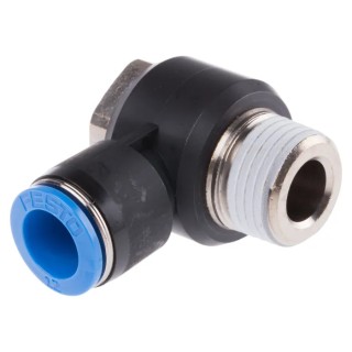Festo Nickel Plated Brass Pneumatic Fitting Male Threaded-to-Tube ISO 228-1 R 1/2 in Push-in Tube Connection 12 QSLV-1/2-12