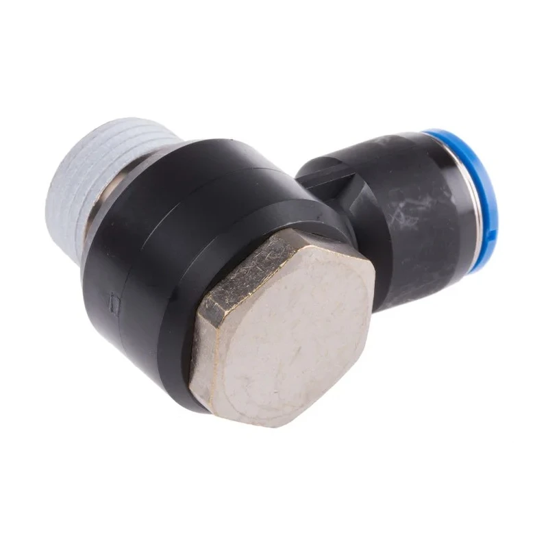 Festo Nickel Plated Brass Pneumatic Fitting Male Threaded-to-Tube ISO 228-1 R 1/2 in Push-in Tube Connection 12 QSLV-1/2-12