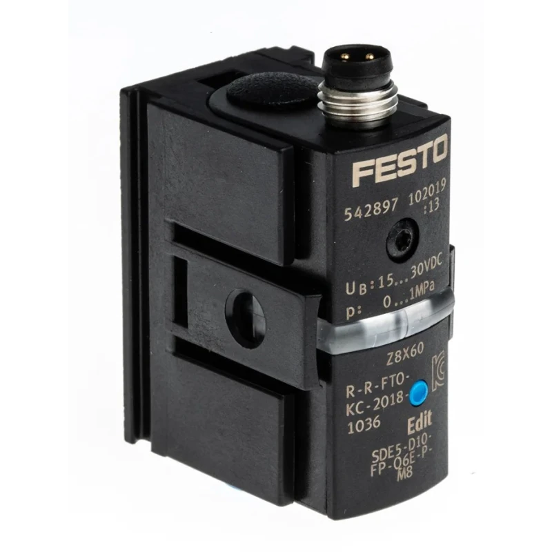 Festo Pneumatic Pressure Sensor, Piezoresistive, Threaded Port, 6 mm Tubing, 10 Bar, IP40, 12V DC/24V DC, Model 
