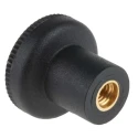 RS PRO Black Polymer Knurled Clamping Knob M6 Threaded Hole with Brass Insert 12mm Thread Length 25mm Diameter 448-8858