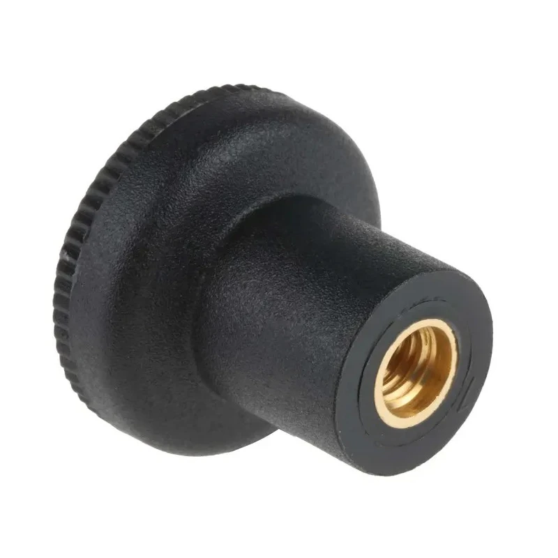 RS PRO Black Polymer Knurled Clamping Knob M6 Threaded Hole with Brass Insert 12mm Thread Length 25mm Diameter 448-8858