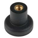 RS PRO Black Polymer Knurled Clamping Knob M6 Threaded Hole with Brass Insert 12mm Thread Length 25mm Diameter 448-8858