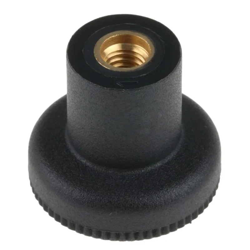 RS PRO Black Polymer Knurled Clamping Knob M6 Threaded Hole with Brass Insert 12mm Thread Length 25mm Diameter 448-8858