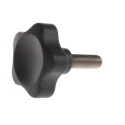 Elesa Black Fibreglass Reinforced Polyamide Based (PA) Technopolymer Multiple Lobes Clamping Knob, Threaded Stud 166493