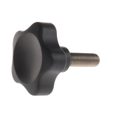Elesa Black Fibreglass Reinforced Polyamide Based (PA) Technopolymer Multiple Lobes Clamping Knob, Threaded Stud 166493