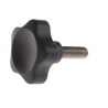 Elesa Black Fibreglass Reinforced Polyamide Based (PA) Technopolymer Multiple Lobes Clamping Knob, Threaded Stud 166493