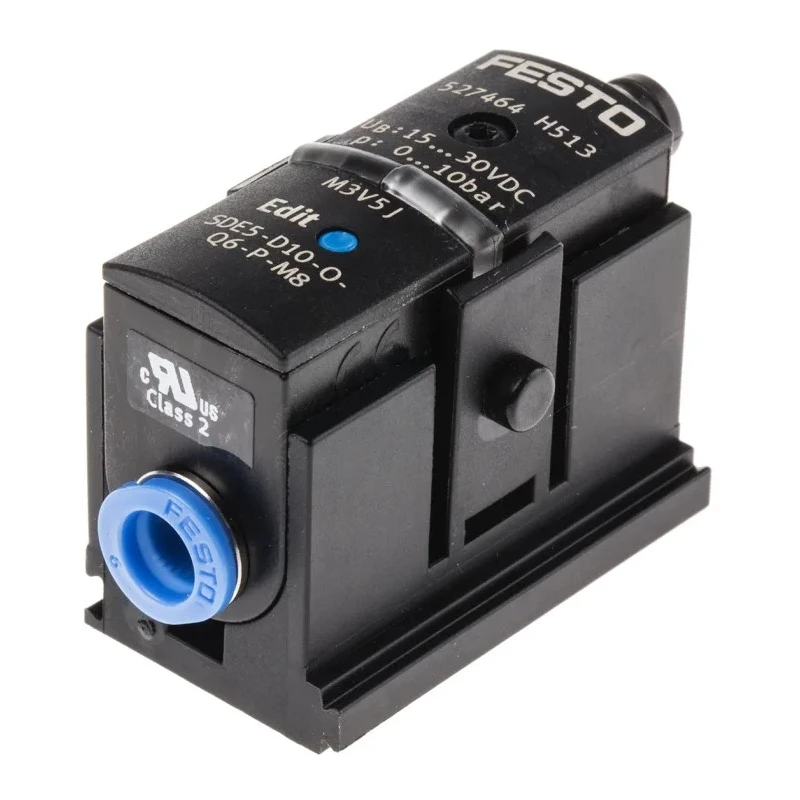 Festo Pneumatic Pressure Sensor 10 bar Maximum Operating Pressure 15, 30 V DC Voltage IP40 Protection Rating 
