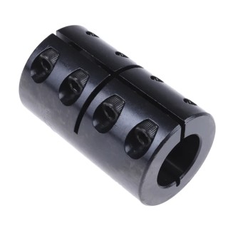 Ruland Rigid Shaft Coupling Black Oxide Steel Clamp Style 75mm Length 25mm Bore Diameter 400Nm Torque Rating MCLX-25-25-F