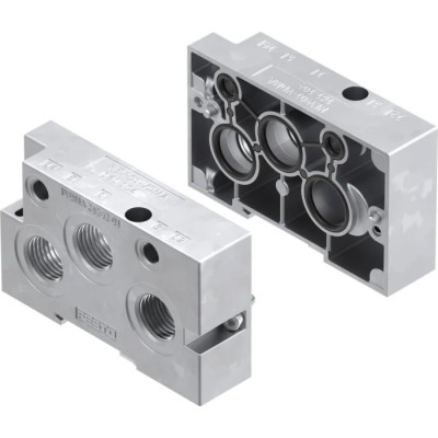 Festo NEV series 3 station G Manifold End Base with Aluminium Body for Solenoid Pneumatic Valves NEV-01-VDMA